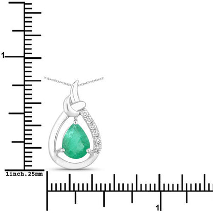 1.18 Carat Genuine Zambian Emerald and White Diamond 10K White Gold Pendant Bids.com
