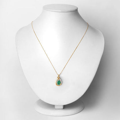 1.18 Carat Genuine Zambian Emerald and White Diamond 10K Yellow Gold Pendant Bids.com
