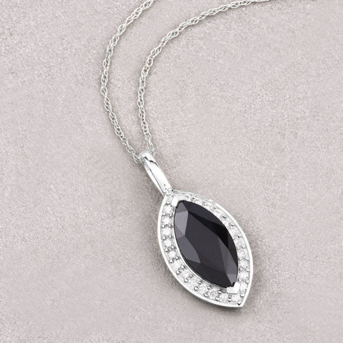 2.29 Carat Genuine Blue Sapphire and White Diamond 10K White Gold Pendant Bids.com