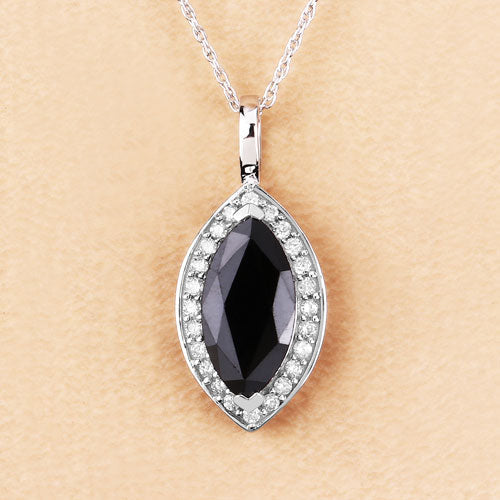 2.29 Carat Genuine Blue Sapphire and White Diamond 10K White Gold Pendant Bids.com