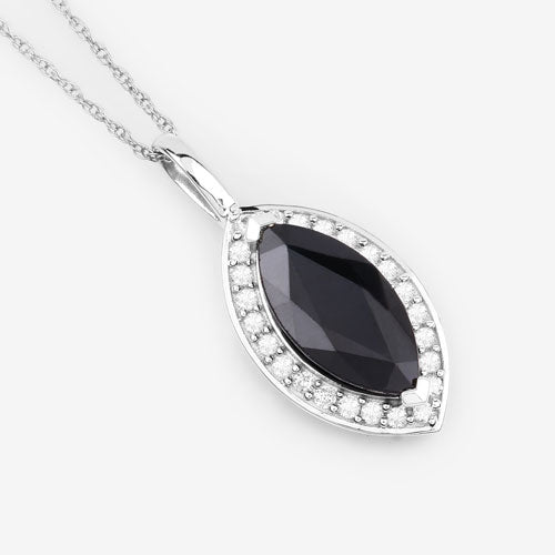 2.29 Carat Genuine Blue Sapphire and White Diamond 10K White Gold Pendant Bids.com