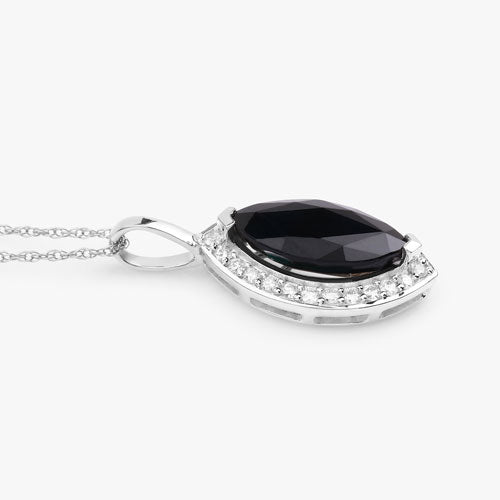 2.29 Carat Genuine Blue Sapphire and White Diamond 10K White Gold Pendant Bids.com