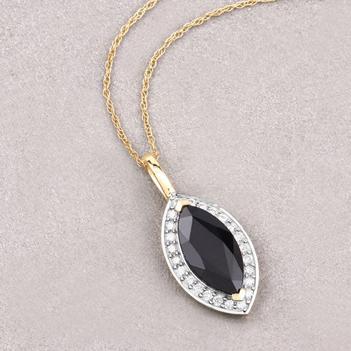 2.29 Carat Genuine Blue Sapphire and White Diamond 10K Yellow Gold Pendant Bids.com