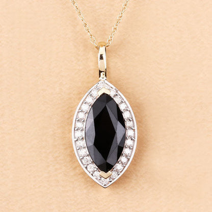 2.29 Carat Genuine Blue Sapphire and White Diamond 10K Yellow Gold Pendant Bids.com