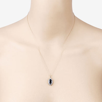 2.29 Carat Genuine Blue Sapphire and White Diamond 10K Yellow Gold Pendant Bids.com
