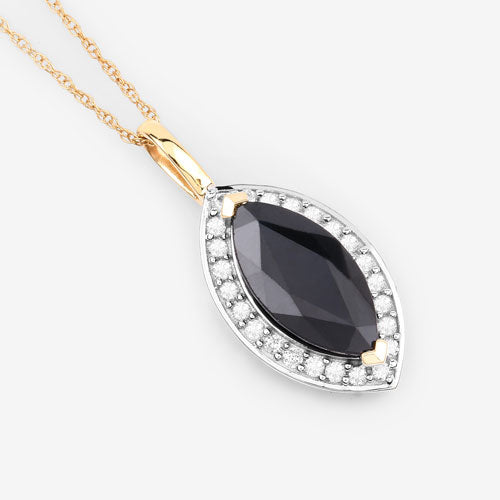 2.29 Carat Genuine Blue Sapphire and White Diamond 10K Yellow Gold Pendant Bids.com