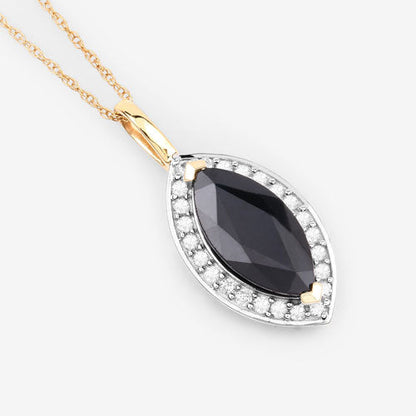 2.29 Carat Genuine Blue Sapphire and White Diamond 10K Yellow Gold Pendant Bids.com