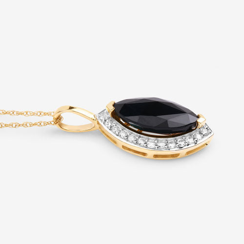 2.29 Carat Genuine Blue Sapphire and White Diamond 10K Yellow Gold Pendant Bids.com
