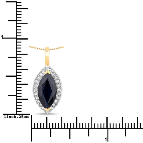 2.29 Carat Genuine Blue Sapphire and White Diamond 10K Yellow Gold Pendant Bids.com