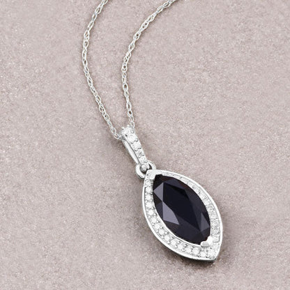 2.27 Carat Genuine Blue Sapphire and White Diamond 10K White Gold Pendant Bids.com