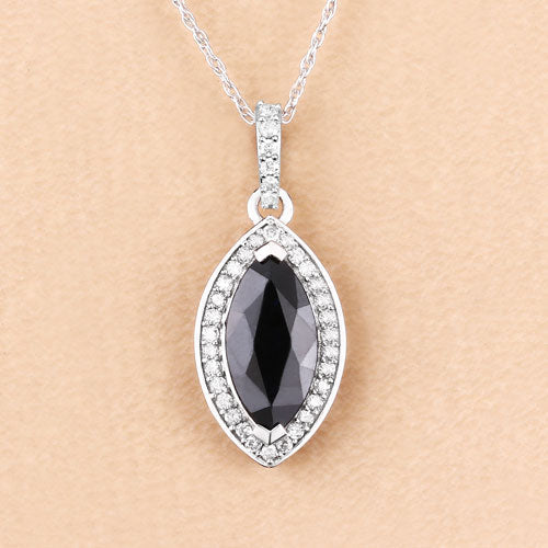 2.27 Carat Genuine Blue Sapphire and White Diamond 10K White Gold Pendant Bids.com