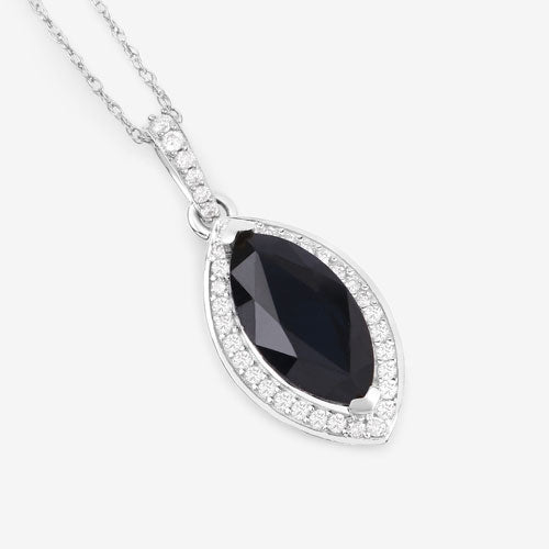 2.27 Carat Genuine Blue Sapphire and White Diamond 10K White Gold Pendant Bids.com