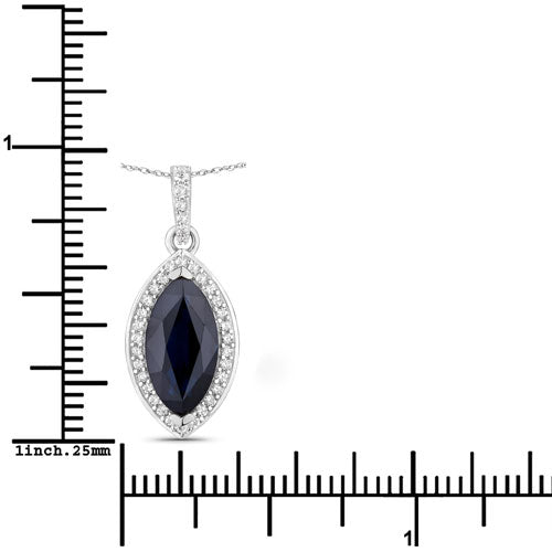 2.27 Carat Genuine Blue Sapphire and White Diamond 10K White Gold Pendant Bids.com