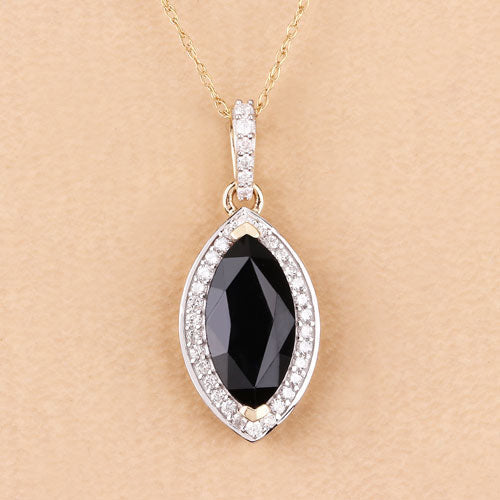 2.27 Carat Genuine Blue Sapphire and White Diamond 10K Yellow Gold Pendant Bids.com