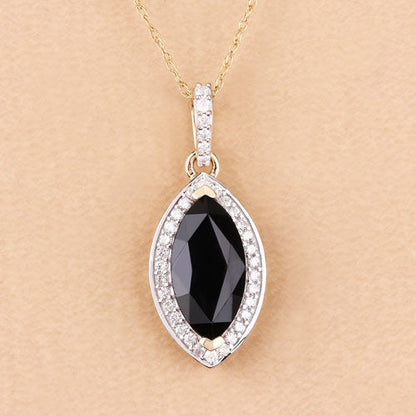 2.27 Carat Genuine Blue Sapphire and White Diamond 10K Yellow Gold Pendant Bids.com
