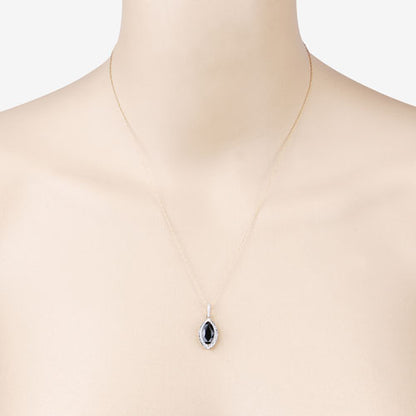 2.27 Carat Genuine Blue Sapphire and White Diamond 10K Yellow Gold Pendant Bids.com