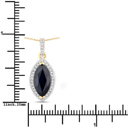 2.27 Carat Genuine Blue Sapphire and White Diamond 10K Yellow Gold Pendant Bids.com
