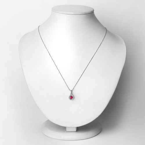 0.62 Carat Genuine Ruby and White Diamond 14K White Gold Pendant Bids.com