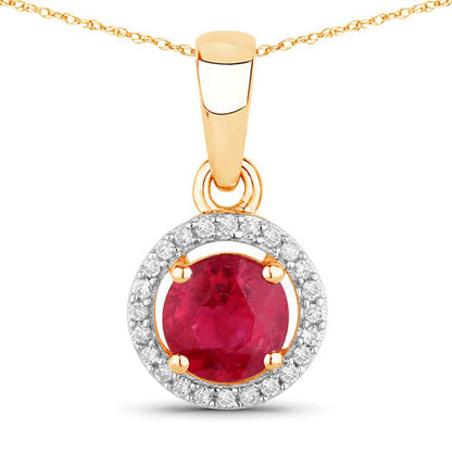 0.62 Carat Genuine Ruby and White Diamond 14K Yellow Gold Pendant Bids.com