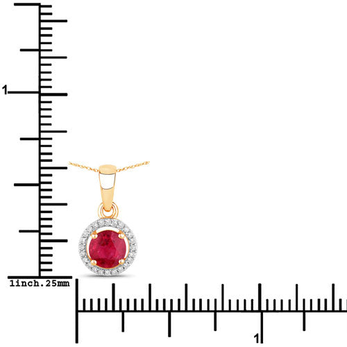 0.62 Carat Genuine Ruby and White Diamond 14K Yellow Gold Pendant Bids.com