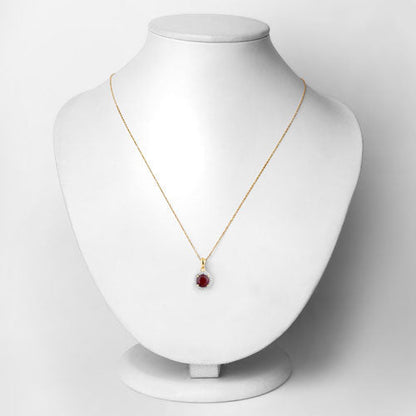 1.49 Carat Genuine Ruby and White Diamond 14K Yellow Gold Pendant Bids.com