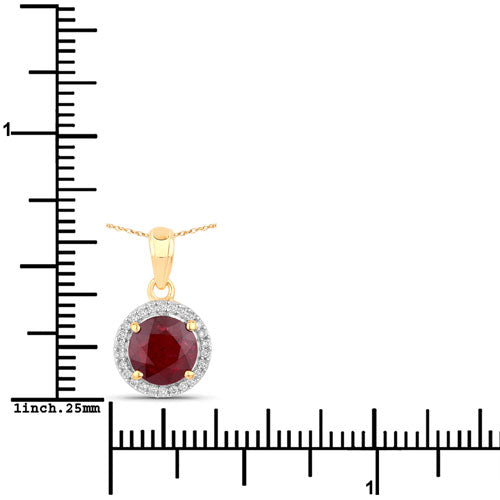 1.49 Carat Genuine Ruby and White Diamond 14K Yellow Gold Pendant Bids.com