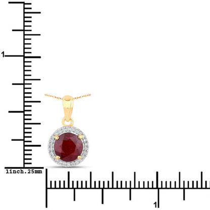 1.49 Carat Genuine Ruby and White Diamond 14K Yellow Gold Pendant Bids.com