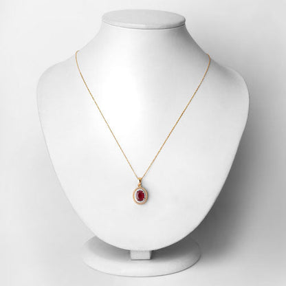 1.55 Carat Genuine Ruby and White Diamond 14K Yellow Gold Pendant Bids.com