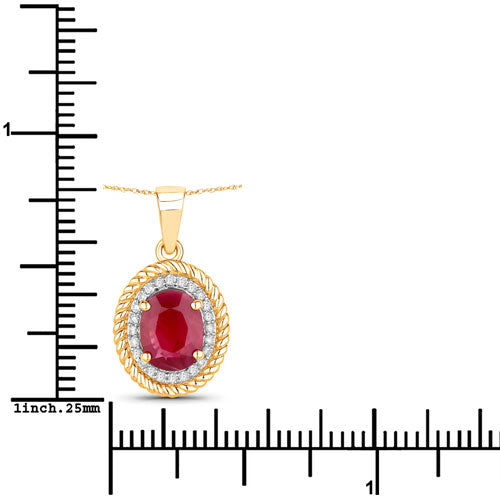 1.55 Carat Genuine Ruby and White Diamond 14K Yellow Gold Pendant Bids.com