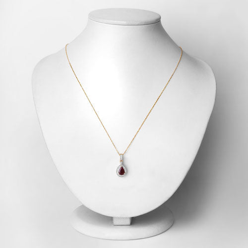 1.01 Carat Genuine Ruby and White Diamond 14K Yellow Gold Pendant Bids.com