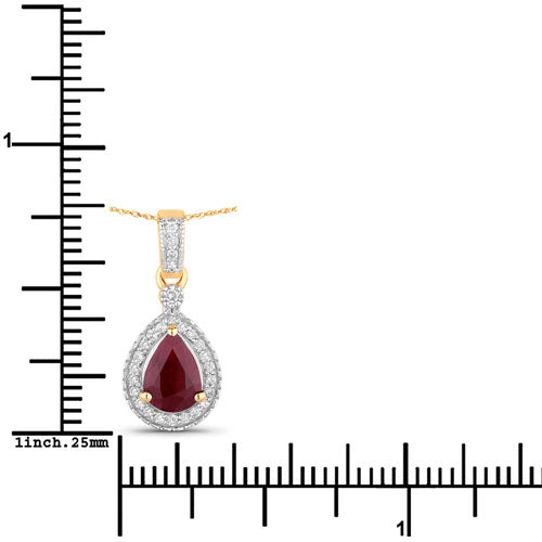 1.01 Carat Genuine Ruby and White Diamond 14K Yellow Gold Pendant Bids.com