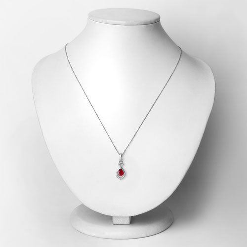 0.86 Carat Genuine Ruby and White Diamond 14K White Gold Pendant Bids.com