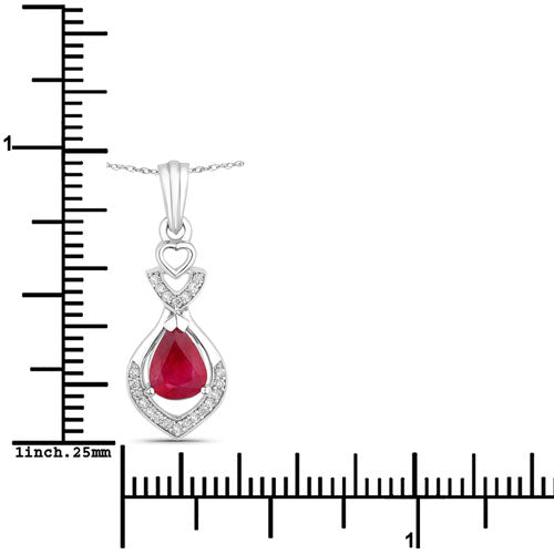 0.86 Carat Genuine Ruby and White Diamond 14K White Gold Pendant Bids.com