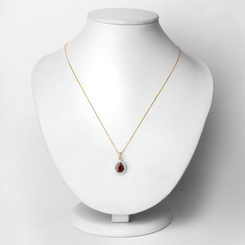 1.61 Carat Genuine Ruby and White Diamond 14K Yellow Gold Pendant Bids.com