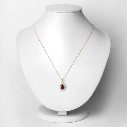 1.61 Carat Genuine Ruby and White Diamond 14K Yellow Gold Pendant Bids.com
