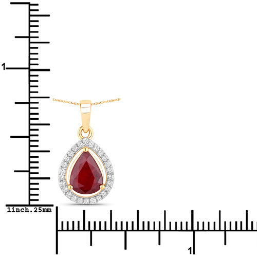 1.61 Carat Genuine Ruby and White Diamond 14K Yellow Gold Pendant Bids.com