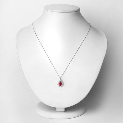 1.29 Carat Genuine Ruby and White Diamond 14K White Gold Pendant Bids.com
