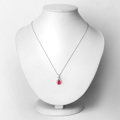 1.98 Carat Genuine Ruby and White Diamond 14K White Gold Pendant Bids.com