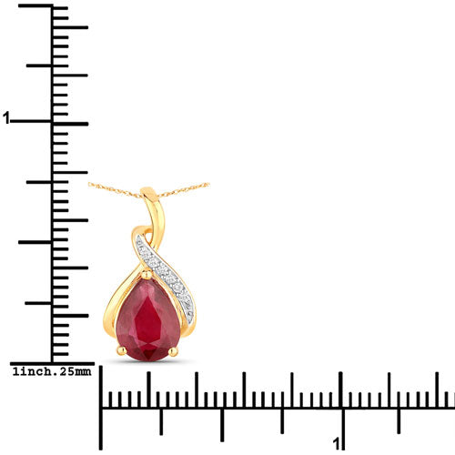 1.98 Carat Genuine Ruby and White Diamond 14K Yellow Gold Pendant Bids.com