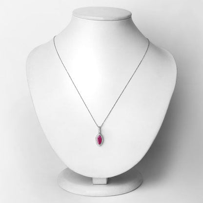 1.60 Carat Genuine Ruby and White Diamond 14K White Gold Pendant Bids.com