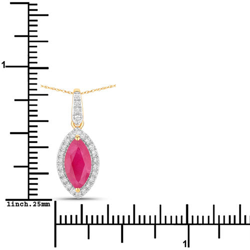 1.60 Carat Genuine Ruby and White Diamond 14K Yellow Gold Pendant Bids.com
