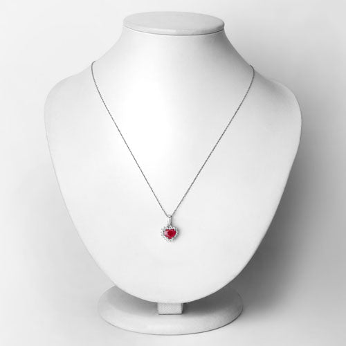 1.48 Carat Genuine Ruby and White Diamond 14K White Gold Pendant Bids.com