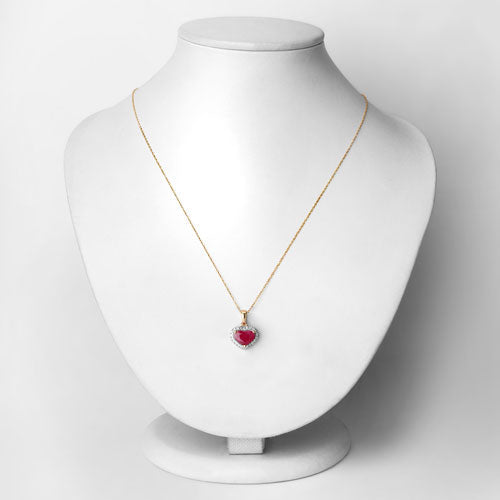 2.08 Carat Genuine Ruby and White Diamond 14K Yellow Gold Pendant Bids.com
