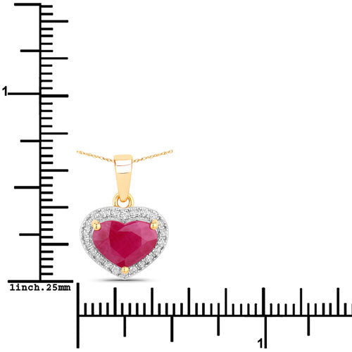 2.08 Carat Genuine Ruby and White Diamond 14K Yellow Gold Pendant Bids.com