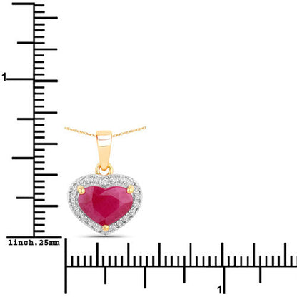 2.08 Carat Genuine Ruby and White Diamond 14K Yellow Gold Pendant Bids.com