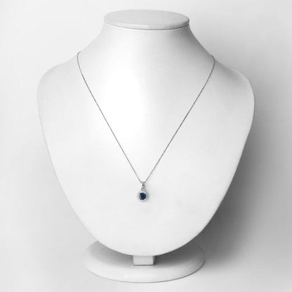 0.72 Carat Genuine Blue Sapphire and White Diamond 14K White Gold Pendant Bids.com