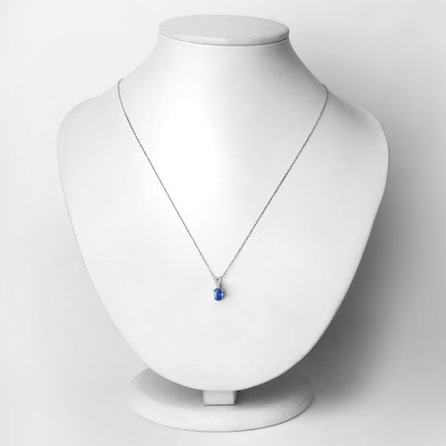 0.71 Carat Genuine Blue Sapphire and White Diamond 14K White Gold Pendant Bids.com
