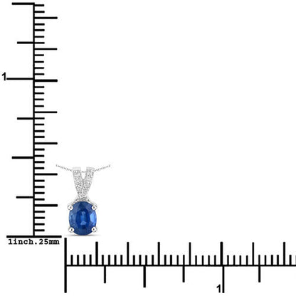 0.71 Carat Genuine Blue Sapphire and White Diamond 14K White Gold Pendant Bids.com