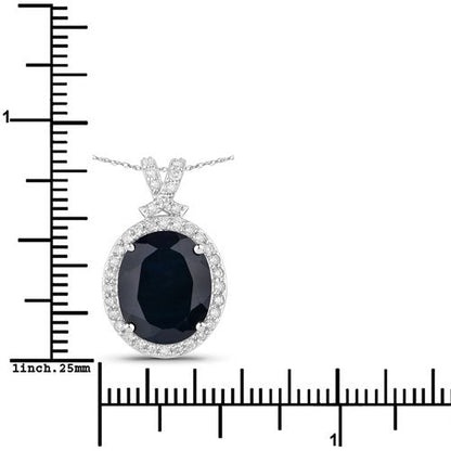 6.58 Carat Genuine Blue Sapphire and White Diamond 14K White Gold Pendant Bids.com