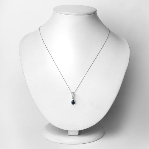 0.85 Carat Genuine Blue Sapphire and White Diamond 14K White Gold Pendant Bids.com